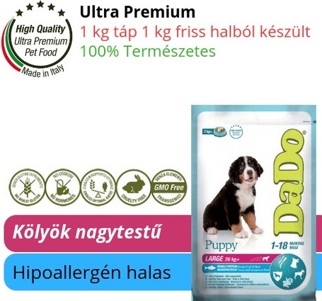 Dado Hypoallergenic Puppy Large Fish & Rice | Hipoallergén halas táp nagytestű kölyökkutyáknak | Halas