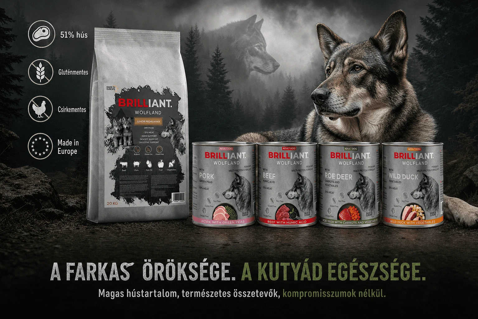Brilliant Wolfland csirkementes kutyatápok és konzervek