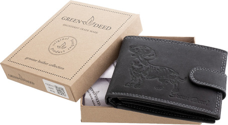 GreenDeed kutyás bőr pénztárca, átfogópánttal, fekete