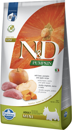 N&D Dog Grain Free Adult Mini sütőtök, vaddisznó & alma