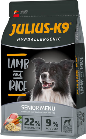 Julius-K9 Hypoallergenic Senior Lamb & Rice | Bárányhúsos és rizses száraztáp érzékeny emésztésű idős kutyáknak
