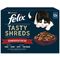 Felix Tasty Shreds selecție artizanală - Bucățele de carne de vită, pui, rață și curcan în sos pentru pisici - Multipack (12 x 80 g)