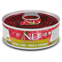 N&D Cat Quinoa Skin & Coat, Duck & Coconut - Bőr és szőrproblémákra, kacsás és kókuszos konzerv macskáknak