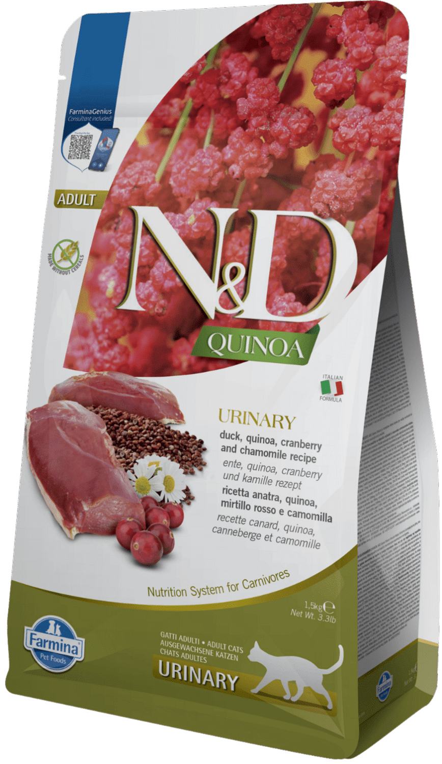N&D Cat Grain Free Quinoa Urinary Duck – Húgyuti problémákra | Száraztáp macskáknak