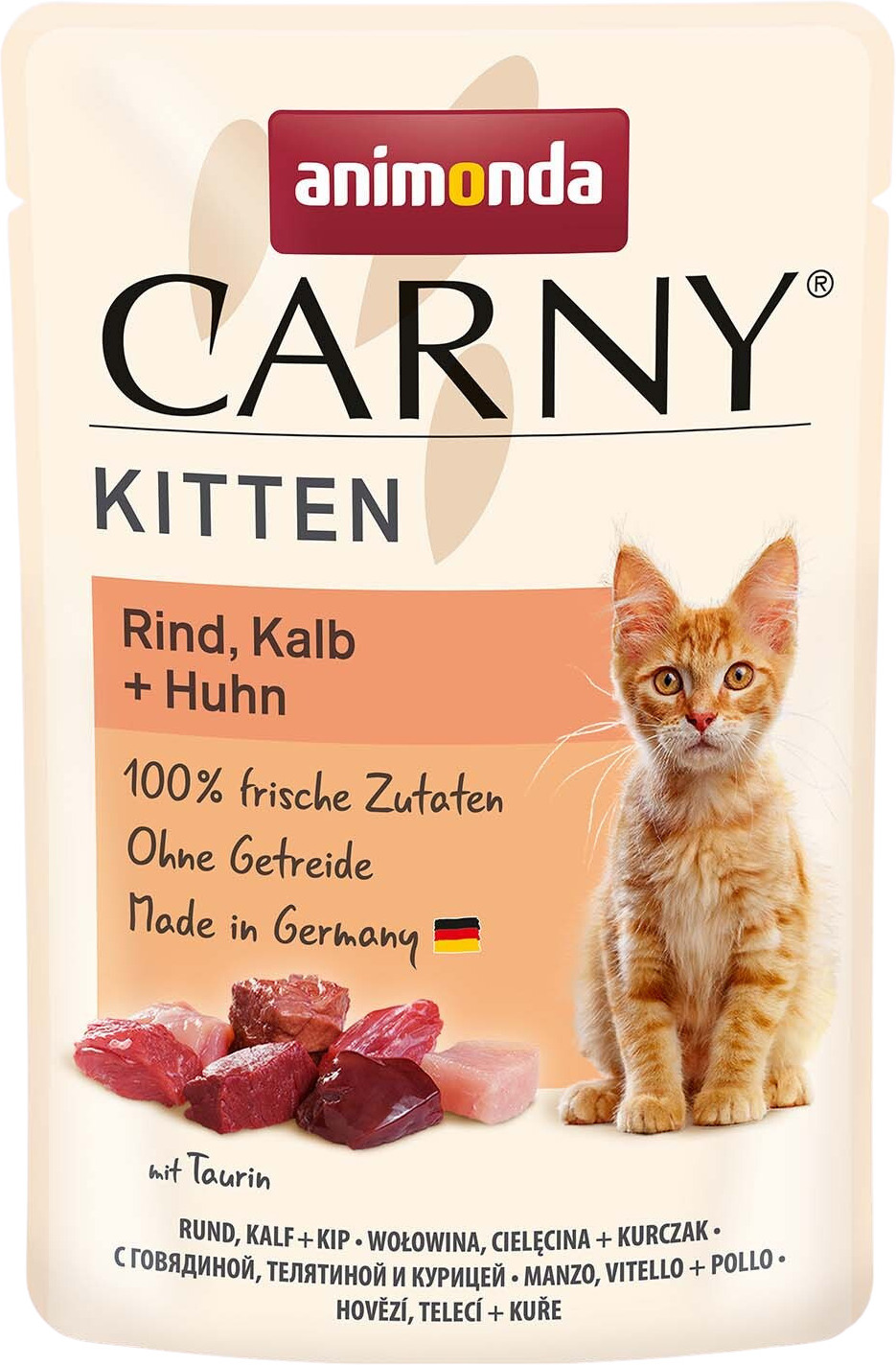 Animonda Carny Kitten pliculeț cu carne de vită, vițel și pui pentru pisoi