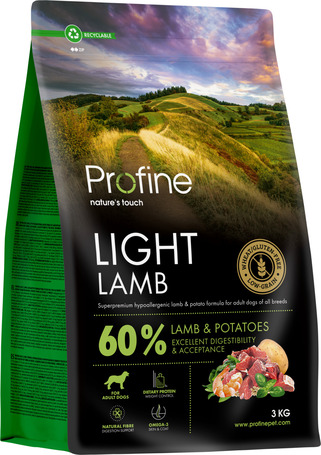 Profine Light Lamb & Potatoes | Diétás kutyatáp bárányhússal és burgonyával | Gabonamentes