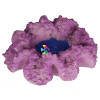 Decor de acvariu, coral violet cu piatră de aerare încorporată