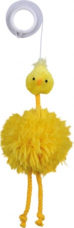Trixie sárga plüss csirke gumi kötélen