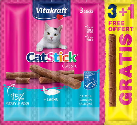 Vitakraft Cat Stick Classic lazacos és pisztrángos halrudak macskáknak