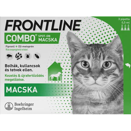 Frontline Combo Spot On macskáknak (0.5 ml / pipetta | 3 pipetta)