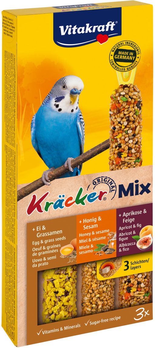 Vitakraft Kracker Mix baton triplu cu miere-ouă-fructe pentru papagali peruși