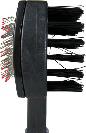 Trixie piros műanyag nyelű kétoldalas kefe