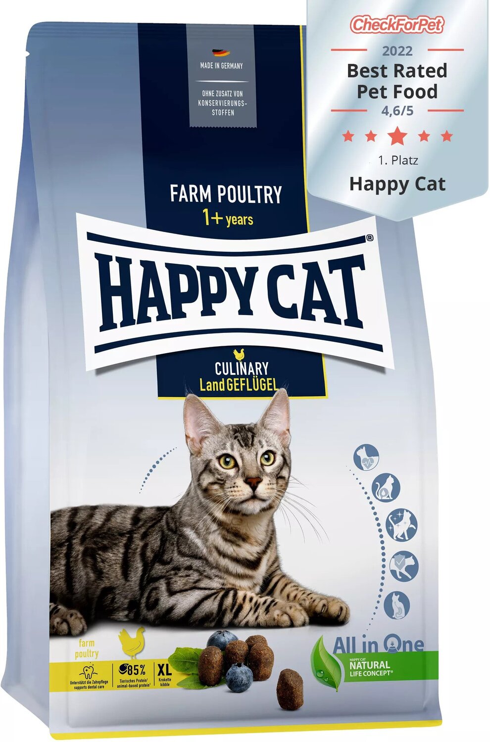 Happy Cat Culinary Land-Geflügel | Hrană de pasăre fără cereale pentru pisici cu digestie sensibilă