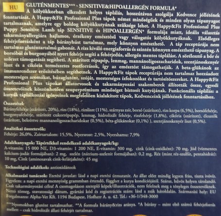 Happy&Fit Puppy & Junior Sensitive Lamb & Rice hipoallergén táp kölyökkutyáknak