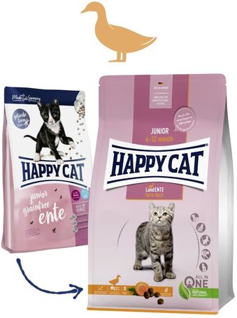 Happy Cat Young Junior Grainfree Ente | Gabonamentes táp kacsahússal növendék macskáknak