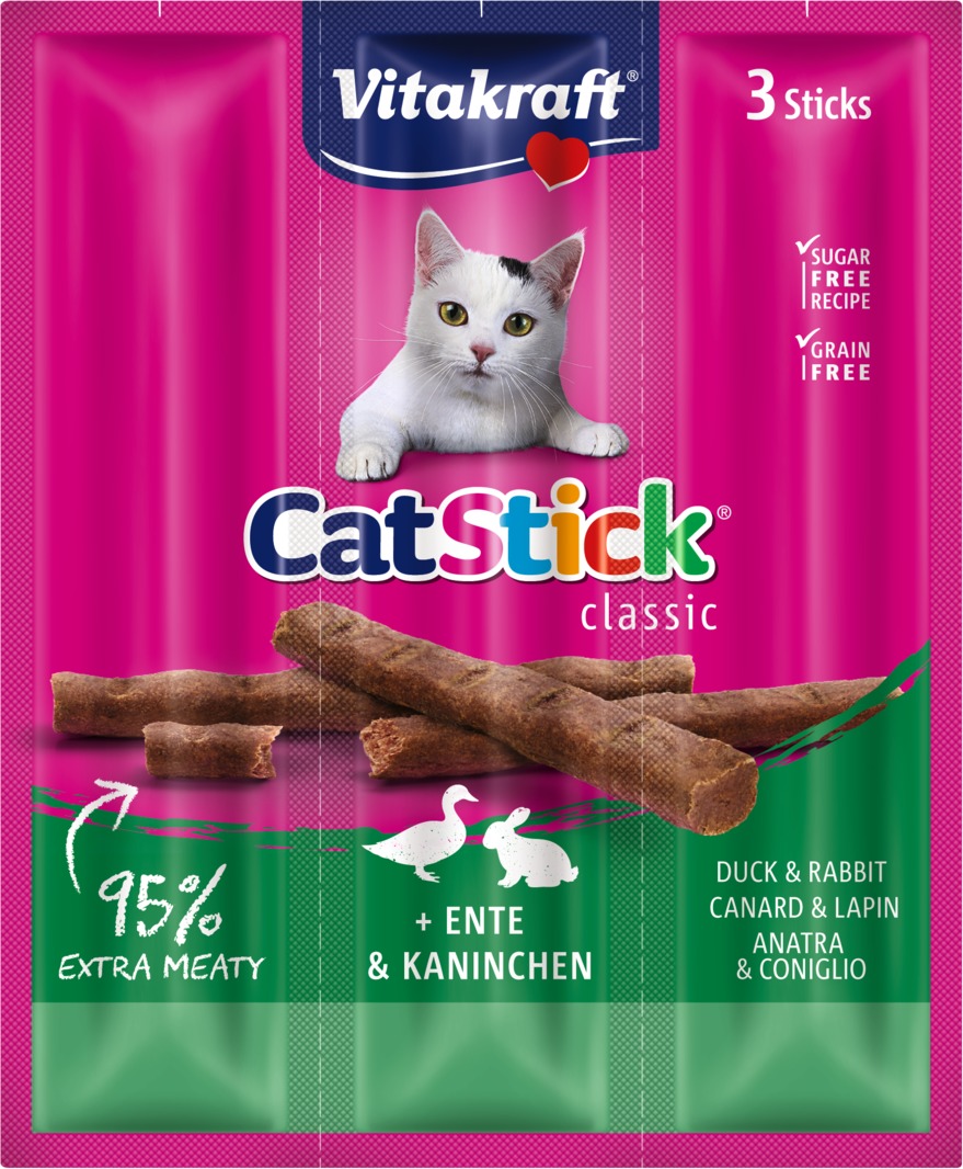 Vitakraft Cat Stick Classic cu rațâ și iepure - zoom