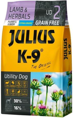 Julius-K9 GF Hypoallergenic Utility Dog Puppy & Junior Lamb & Herbals | Érzékeny emésztésű kölyökkutyáknak | Szárazeledel