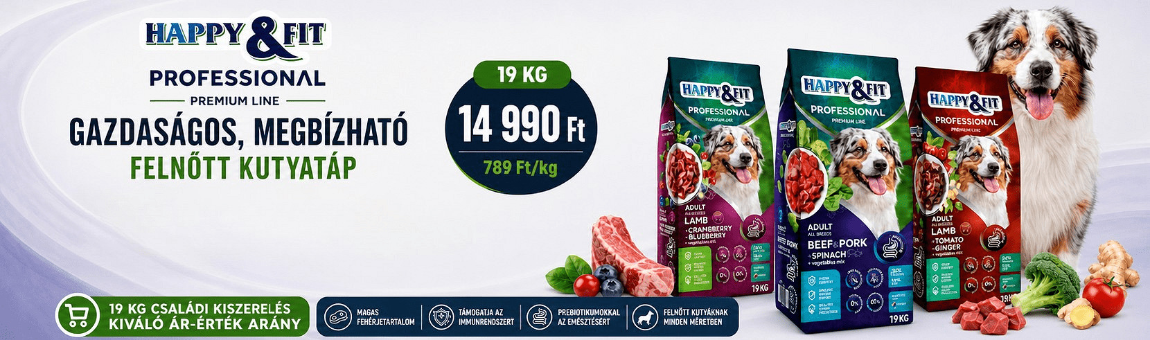 Happy&Fit Professional Premium Line kutyatápok jó áron az Okosgazdi webáruházban