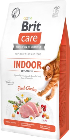 Brit Care Cat Indoor Anti-Stress Fresh Chicken - Hipoallergén eledel lakásban tartott felnőtt macskáknak