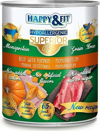 Happy&Fit monoprotein marhahúsos kutyakonzerv
