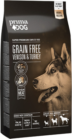 PrimaDog Grain Free Adult All Breed Venison & Turkey gabonamentes száraz kutyatáp