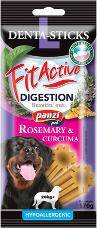 FitActive Hypoallergenic Denta-Sticks Digestion Rosemary & Curcuma - Emésztést támogató és fogtisztító rágórudak kutyáknak