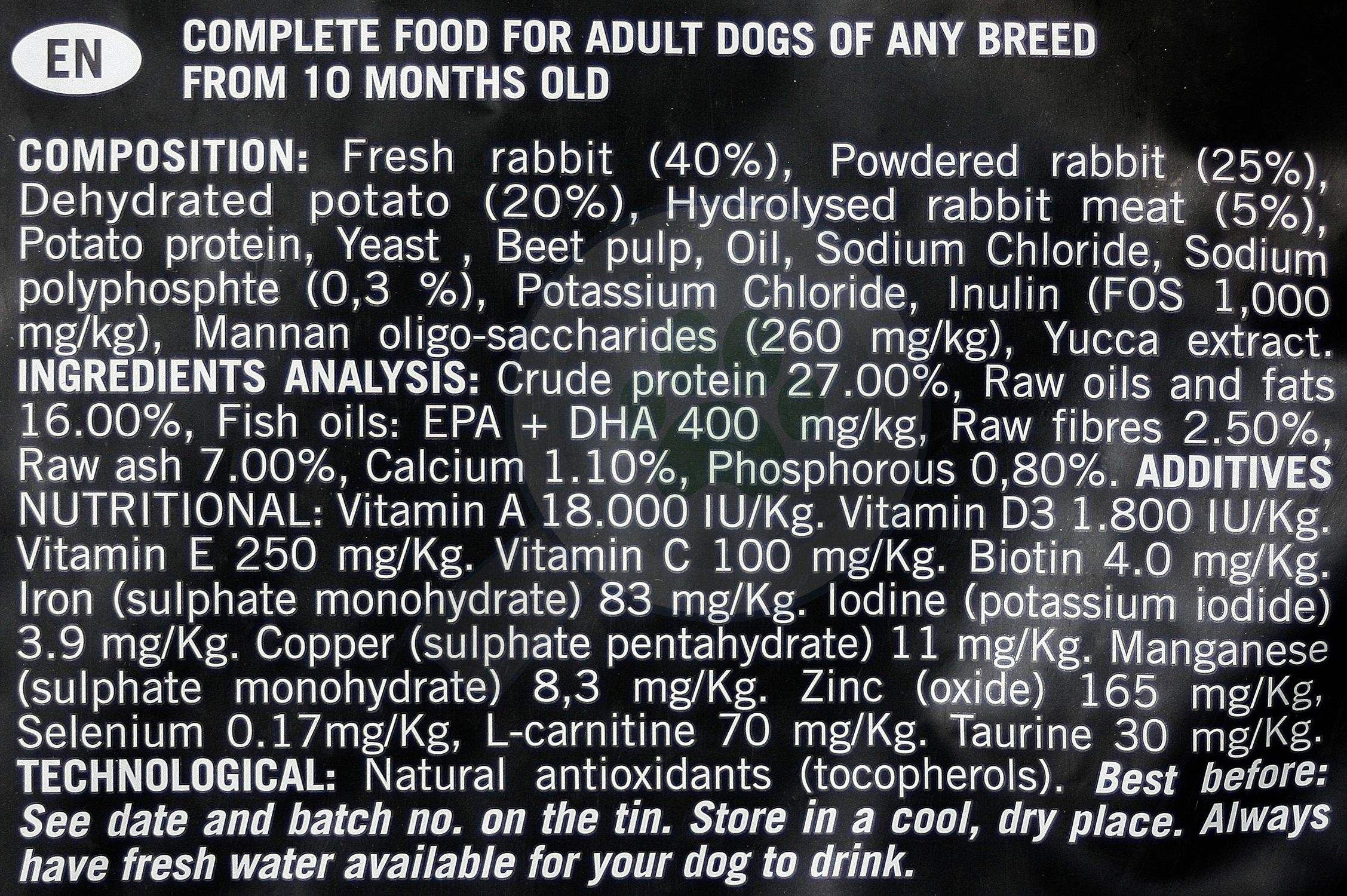 Visán Optimanova Dog Adult Digestive Rabbit & Potato - zoom