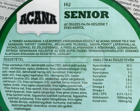 Acana Senior Dog száraztáp idős kutyák számára