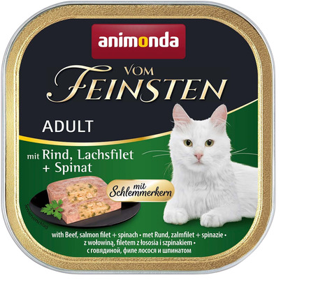 Animonda Vom Feinsten Gourmet marhás, lazacfilés és spenótos alutálkás macskaeledel Animonda Vom Feinsten Gourmet marhás, lazacfilés és spenótos alutálkás macskaeledel