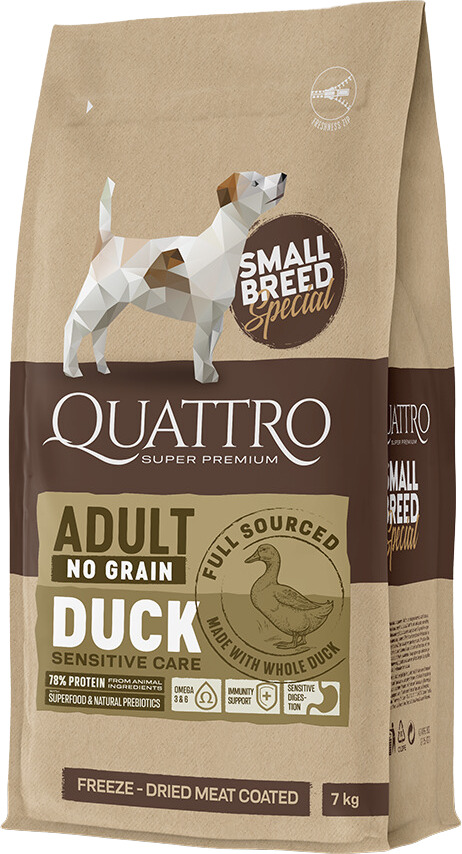 Quattro Small Adult No Grain Duck hrană câini talie mică