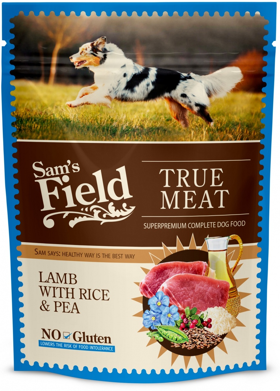 Sam's Field True Meat Lamb with Rice & Pea - Hrană la pliculeț pentru câini