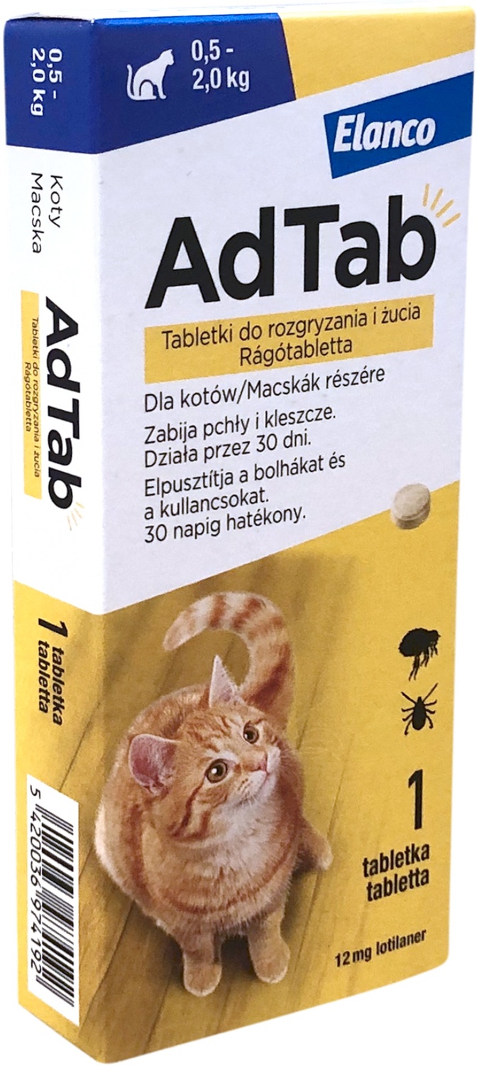 AdTab tabletă masticabilă pentru pisici împotriva căpușelor și puricilor - zoom