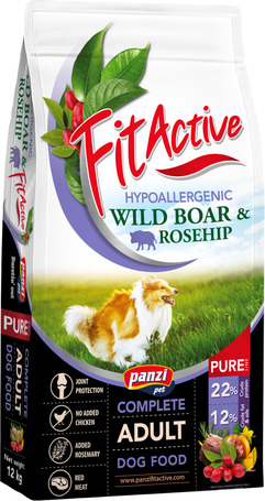 FitActive Pure Hypoallergenic Wild Boar & Rosehip - Hipoallergén vaddisznós eledel felnőtt kutyák részére