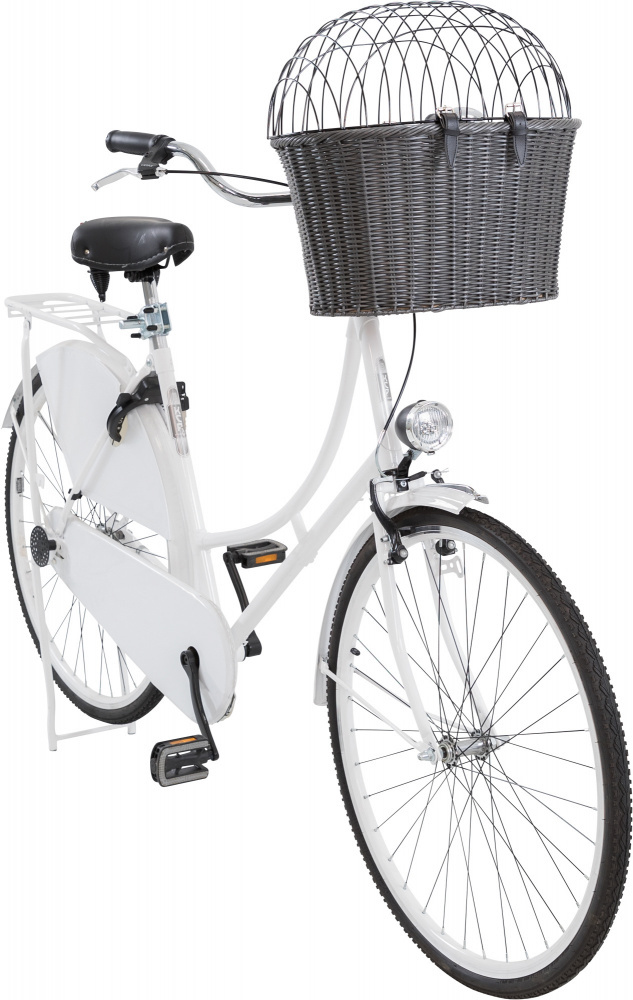 Trixie coș gri împletit pentru transportul animalelor, montabil pe bicicletă - zoom