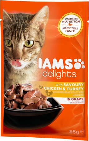 IAMS Cat Delights – Csirke- és pulykahús szószban