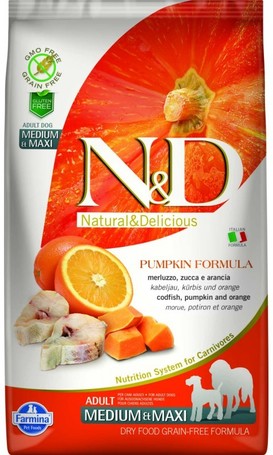 N&D Dog Ocean Adult Medium/Maxi sütőtök, tőkehal & narancs | Közepes és nagytestű felnőtt kutyáknak