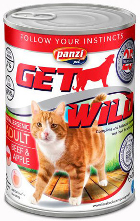 Panzi GetWild Cat Adult Beef & Apple konzerv