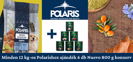 Polaris kutyatápokhoz 6 x 800 g Nuevo konzerv ajándékba - Verhetetlen márkabevezető akció!