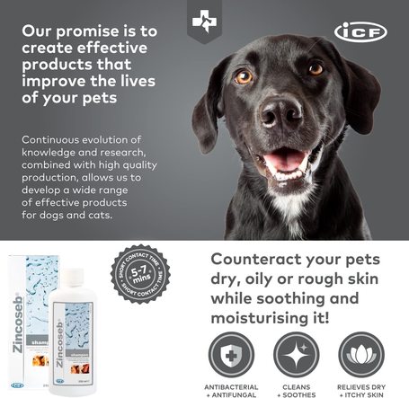 Zincoseb sampon viszkető és/vagy korpázó (seborrhoea) bőrre kutyáknak és macskáknak