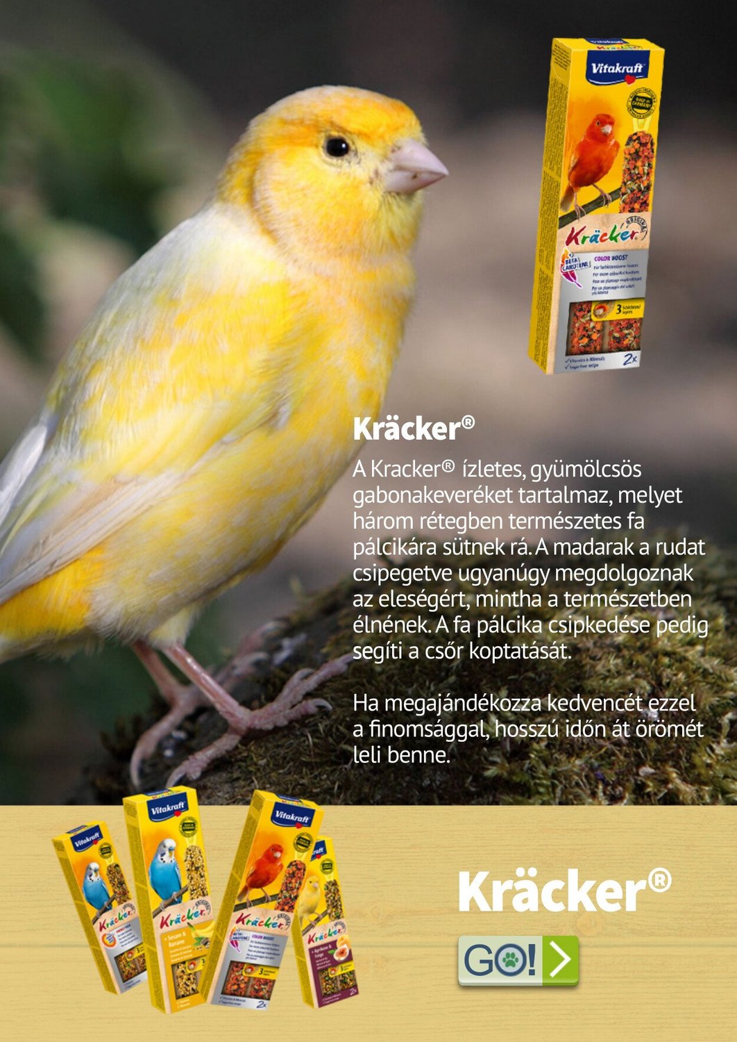 Vitakraft Kracker Mix baton triplu cu miere-ouă-fructe pentru papagali peruși - zoom