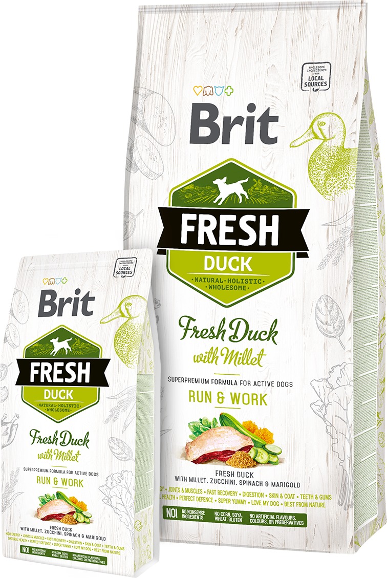 Brit Fresh Duck with Millet Adult Run & Work | Friss kacsahús kölessel