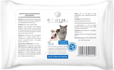 Serum hipoallergén nedves törlőkendő kutyáknak és macskáknak