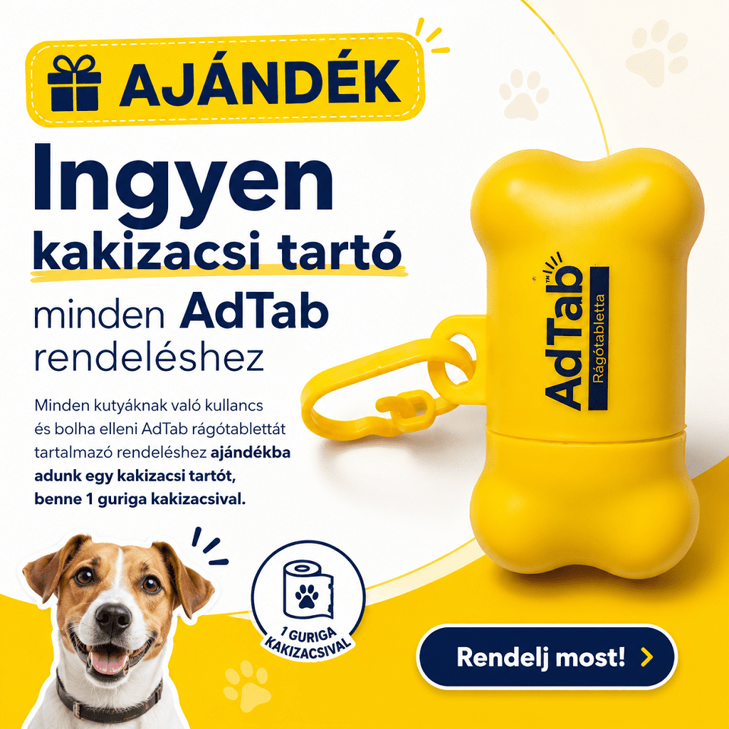 Ajándék kakizacsi tartó AdTab kutyáknak rágótabletta mellé