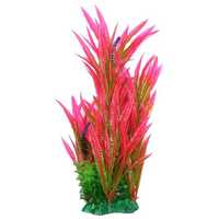 Rózsaszín és zöld hínártelep lila virágokkal akváriumi műnövény (M1752) #2