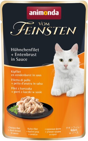 Animonda Vom Feinsten Pouch csirkefilés és kacsamelles alutasakos macskaeledel szószban