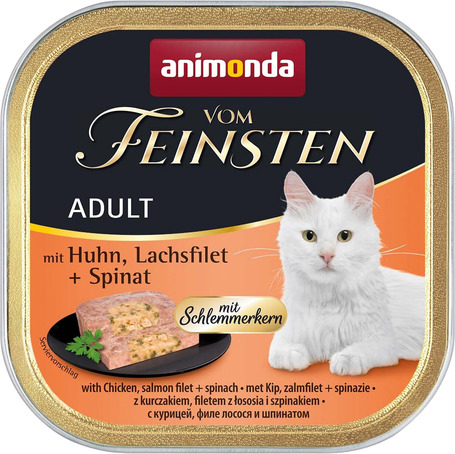 Animonda Vom Feinsten Gourmet csirkés, lazacfilés és spenótos alutálkás macskaeledel