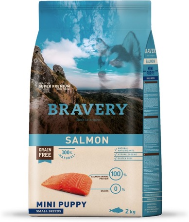 Bravery Dog Puppy Mini Grain Free Salmon | Kutyatáp Spanyolországból kis termetű kölyök kutyáknak | Gabonamentes