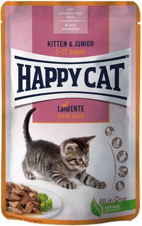 Happy Cat Young Meat in Sauce Kitten & Junior alutasakos eledel kacsahússal