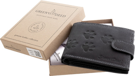 GreenDeed kutyás bőr pénztárca, átfogópánttal, fekete