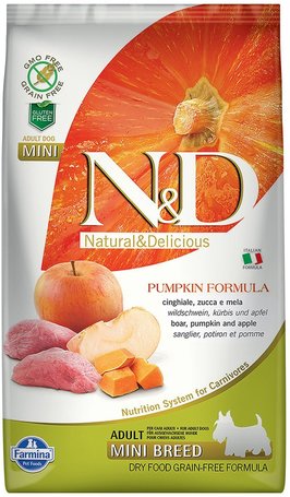 N&D Dog Grain Free Adult Mini sütőtök, vaddisznó & alma